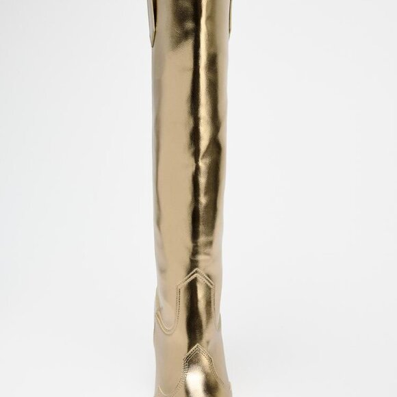 ZARA NWT METALLIC HEELED BOOTS - Picture 4 of 8